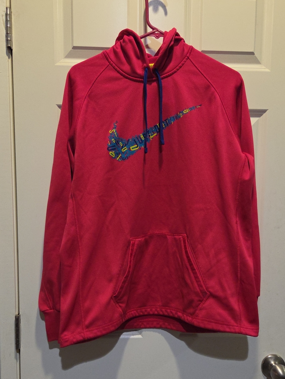 Nike Womens Hot Pink Hooded Swim Rashguard with Multicolor Swoosh